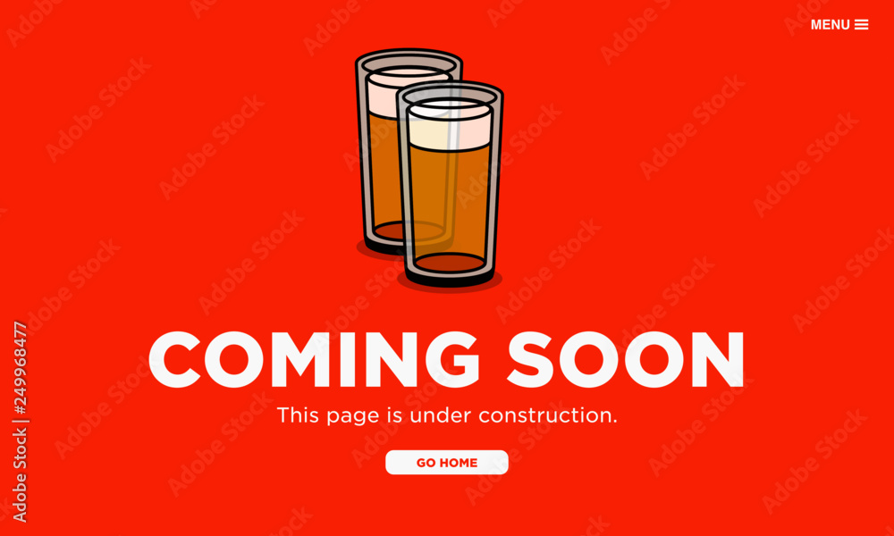 Coming Soon Page UX Interface Design with Beer Glass Illustration Coming Soon Page UX Interface Design with Beer Glass Illustration
