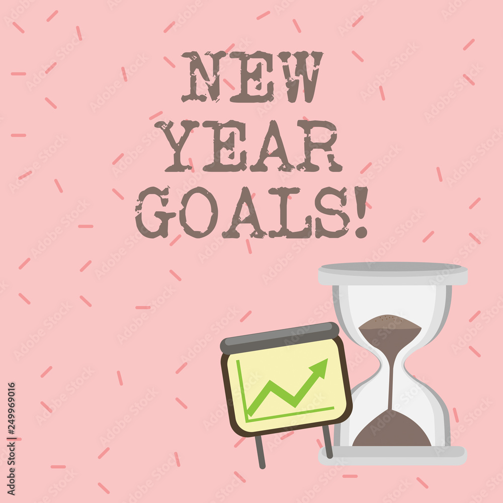Text sign showing New Year Goals. Conceptual photo Resolutions for 365 days coming soon Motivation to change