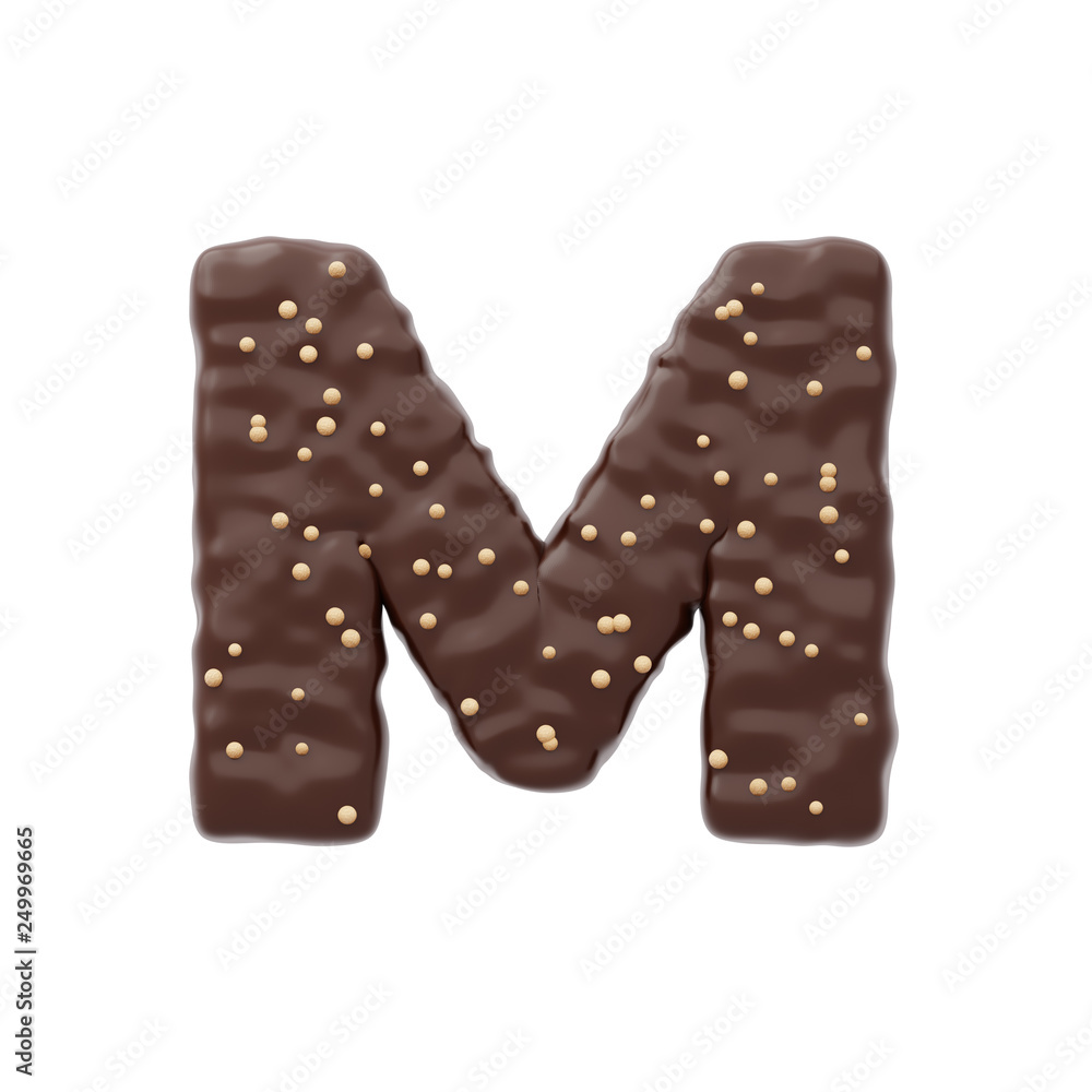 3D rendered letter shaped cake with chocolate icing and nonparelis on top 3D rendered letter shaped cake with chocolate icing and nonparelis on top