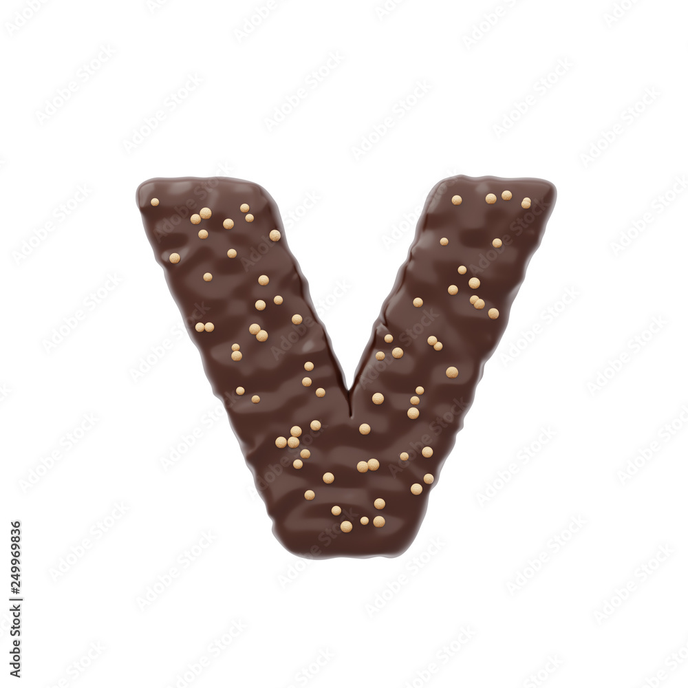 3D rendered letter shaped cake with chocolate icing and nonparelis on top 3D rendered letter shaped cake with chocolate icing and nonparelis on top
