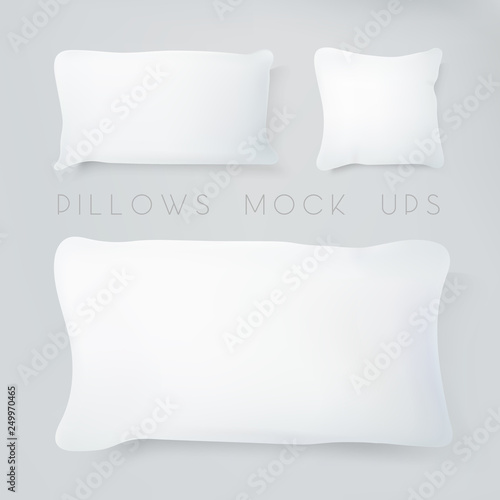 Realistic pillows with real shadow. Pillows mock ups illustration. Graphic concept for your design.