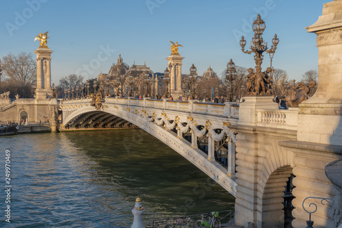 Paris, France - 02 17 2019: View of he Alexander III bridge