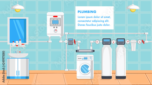 Plumbing Flat Design Vector Illustration