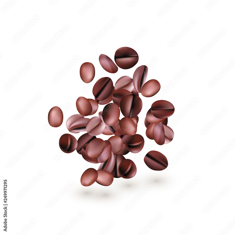 Fototapeta premium Coffee beans collection. Illustration isolated on white background. Graphic concept for your design.