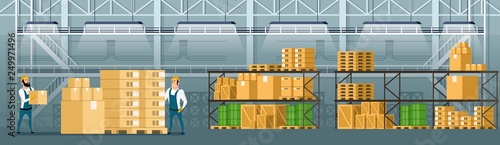 Warehouse Interior. Goods, Freight, Cargo on Shelf