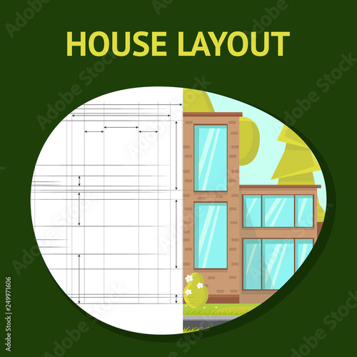 House Layout Flat Vector Banner Template