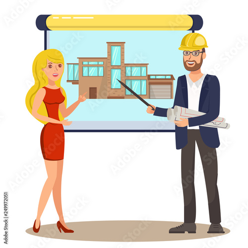 Architect Vector Man, Woman View Exterior Design