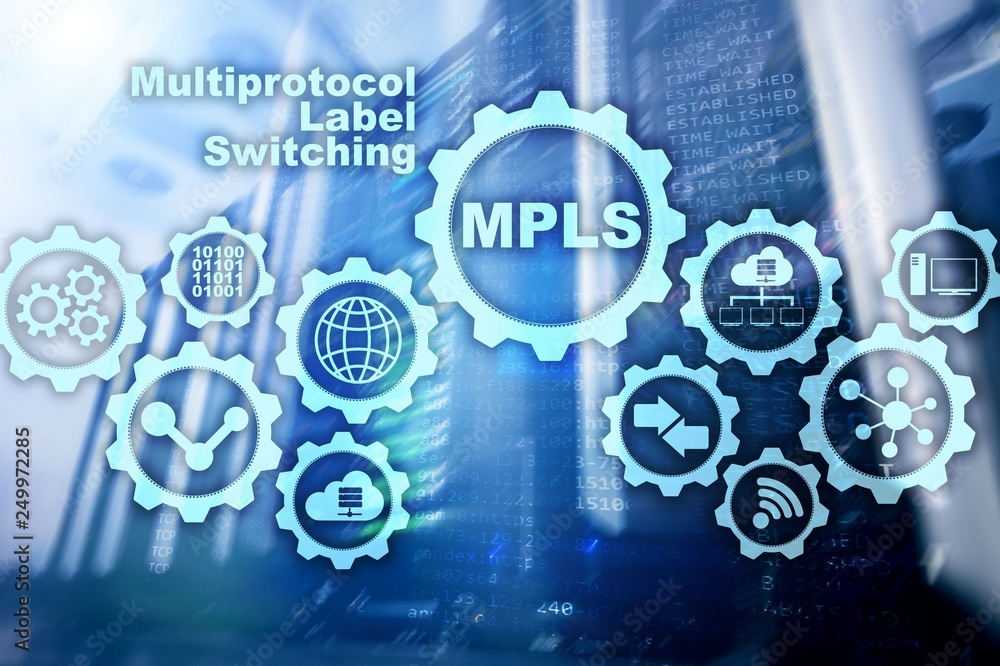 MPLS. Multiprotocol Label Switching. Routing Telecommunications Networks Concept on virtual screen. MPLS. Multiprotocol Label Switching. Routing Telecommunications Networks Concept on virtual screen.