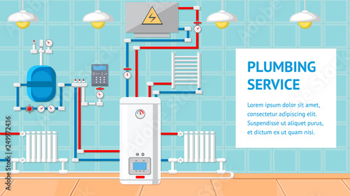 Plumbing Service Flat Design Vector Illustration