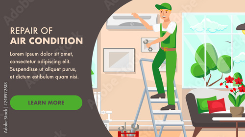 Air Condition Repair Designer Page Vector Template