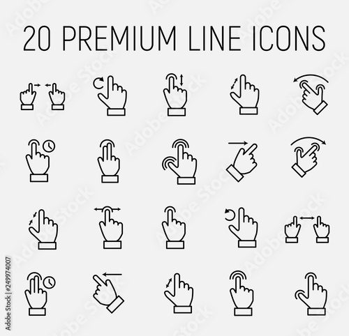 Premium set of gesture line icons.