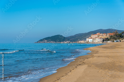 Beach on the Southern Italian Mediterranean Coast on a Sunny Day