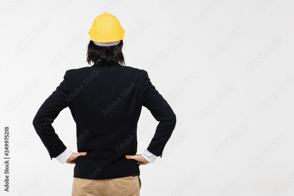 Portrait of Asian engineer akimbo to camera. Portrait of Asian engineer akimbo to camera.