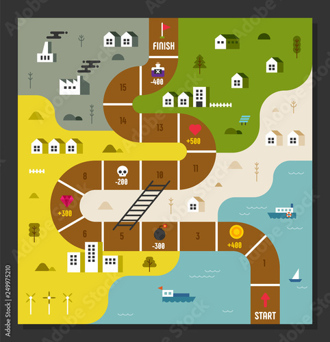 Way finding board game concept. flat design style minimal vector illustration