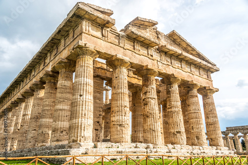 Ancient Greek Temple in the Ruins of a Village in Southern Italy