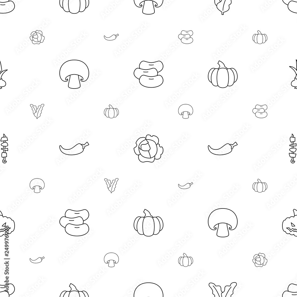 vegetable icons pattern seamless white background