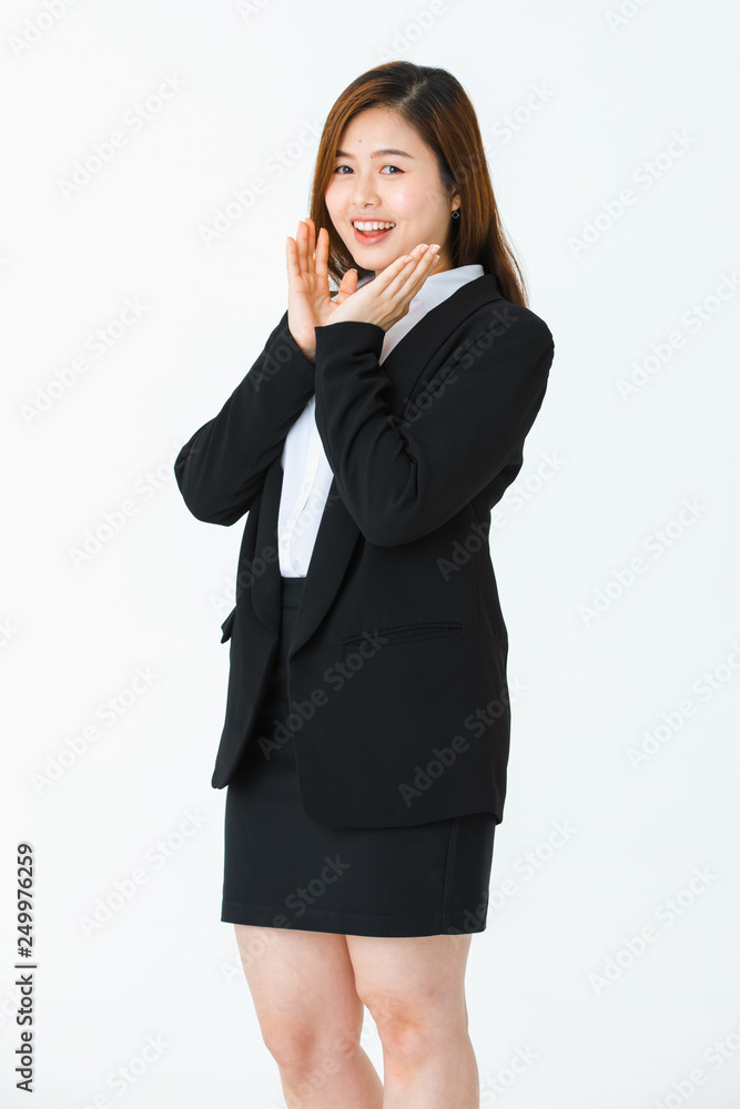 Asian young businesswoman smart in suit smiling. Asian young businesswoman smart in suit smiling.