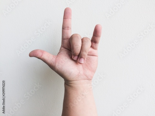 hand with love sign isolated on white background