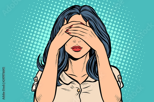 woman covered her eyes