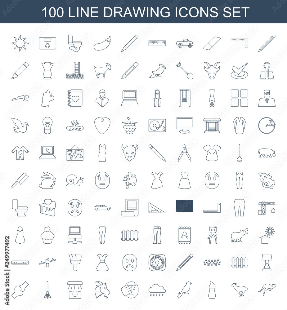 100 drawing icons