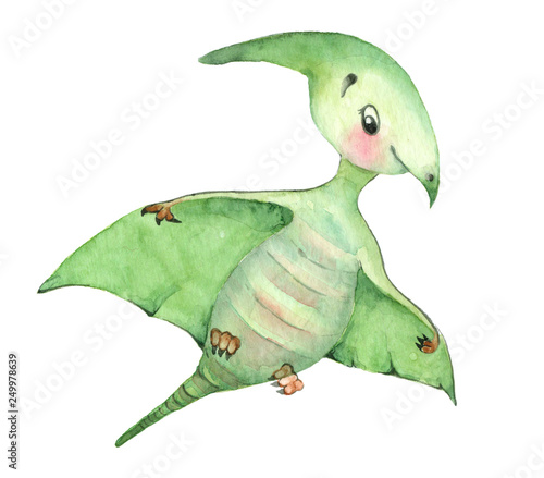 Watercolor dinosaurs Pterosaur