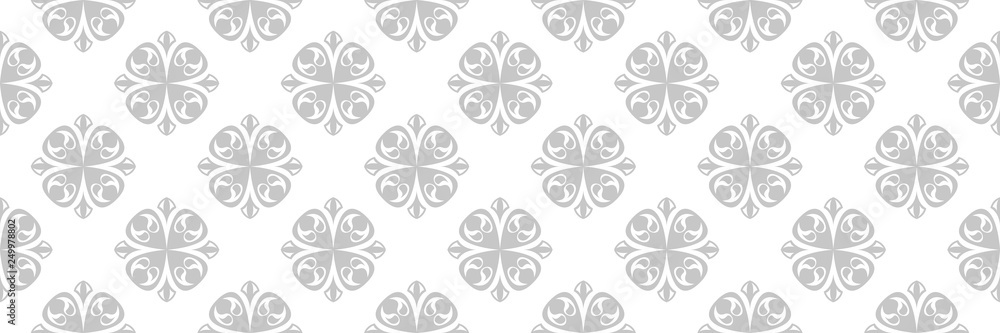 Floral seamless pattern. Gray flower design on white background