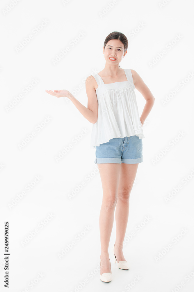 Young lady in casual summer outfits Young lady in casual summer outfits