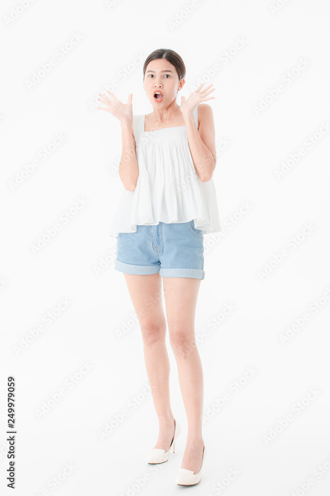 Young lady in casual summer outfits Young lady in casual summer outfits