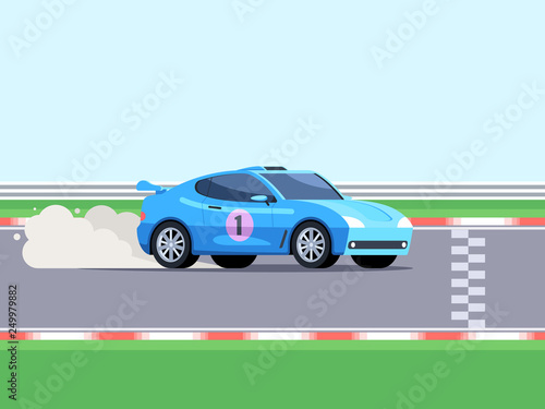 Sports car on racetrack
