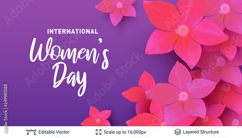 8 of March Women's Day card or banner template.