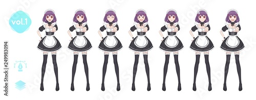 Anime manga girl. Costume of maid cafe