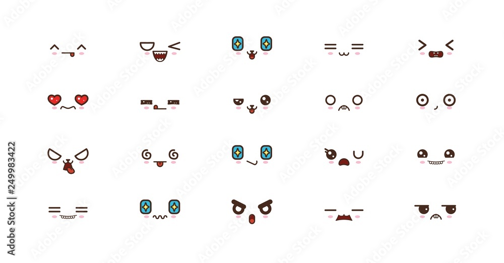 Kawaii smile emoticons. Japanese emoji Kawaii smile emoticons. Japanese emoji