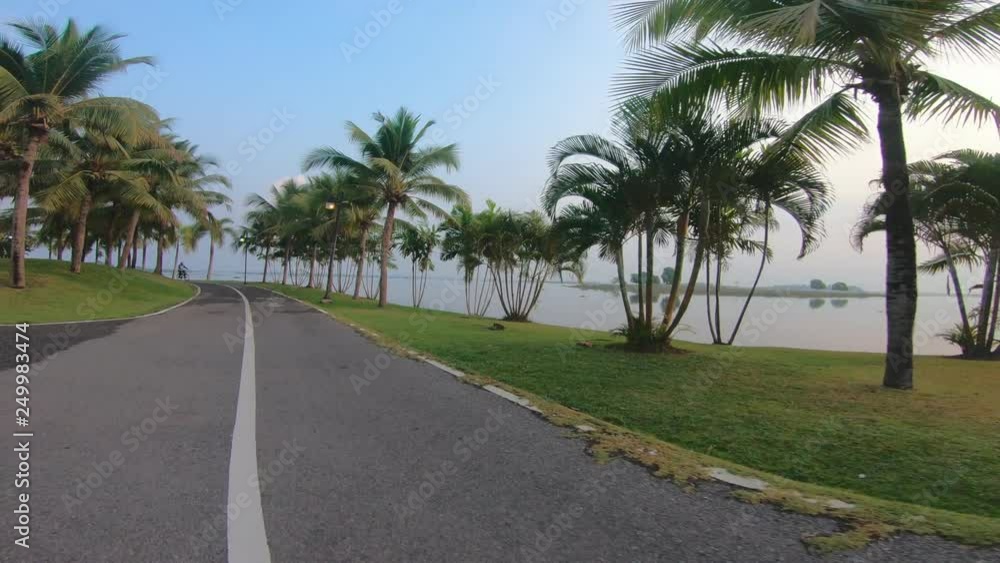 bicycle lane in the park,stabilizer shot bicycle lane in the park,stabilizer shot