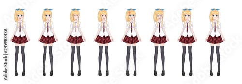 Anime manga schoolgirl plaid red skirt tie pattern