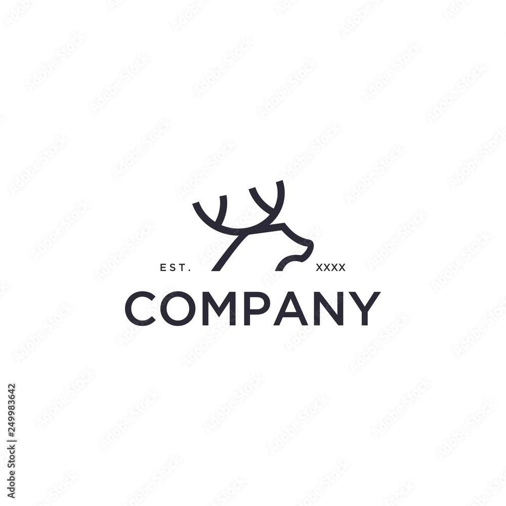 Simple Deer Logo, Deer Line Logo Simple Deer Logo, Deer Line Logo