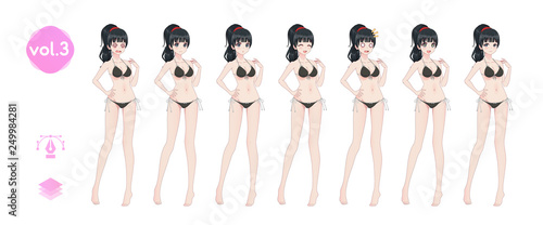 Anime manga girl. In a summer bikini swimsuit