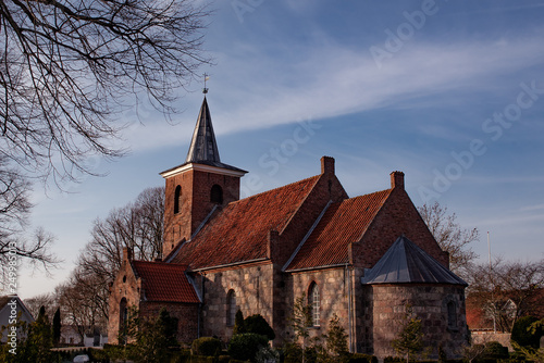 Danish church in beautiful February sunlight
