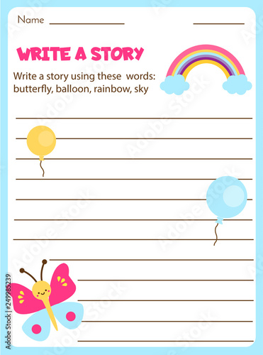 Writing prompt for kids blank. Educational children page. Develop fantasy and writing stories skills