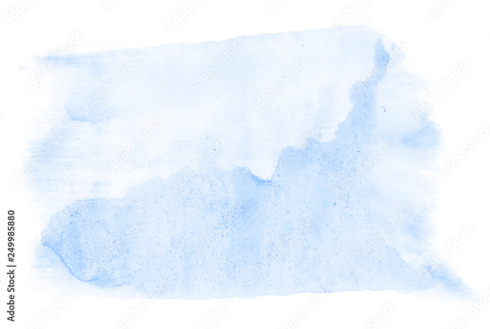 Abstract watercolor background hand-drawn on paper. Volumetric smoke elements. Blue color. For design, web, card, text, decoration, surfaces. Abstract watercolor background hand-drawn on paper. Volumetric smoke elements. Blue color. For design, web, card, text, decoration, surfaces.