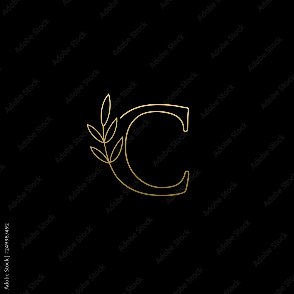 Golden Leaf C Letter Logo Golden Leaf C Letter Logo