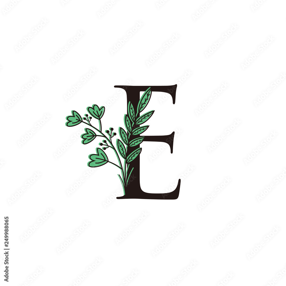 Fototapeta Green Florist E Letter Logo