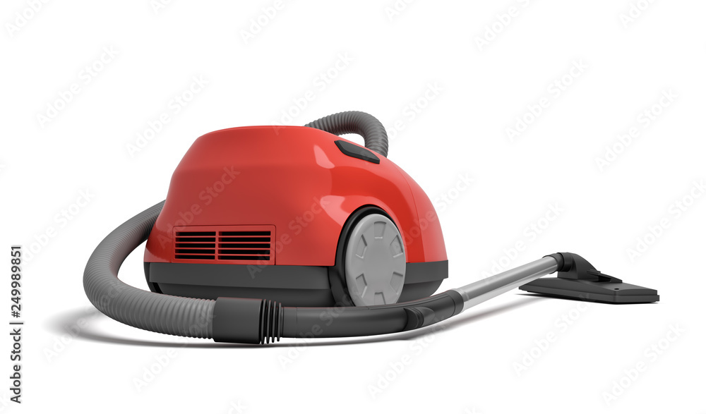 3d rendering of red electric vacuum cleaner isolated on white background 3d rendering of red electric vacuum cleaner isolated on white background