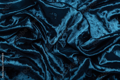 Blue velvet fabric photo