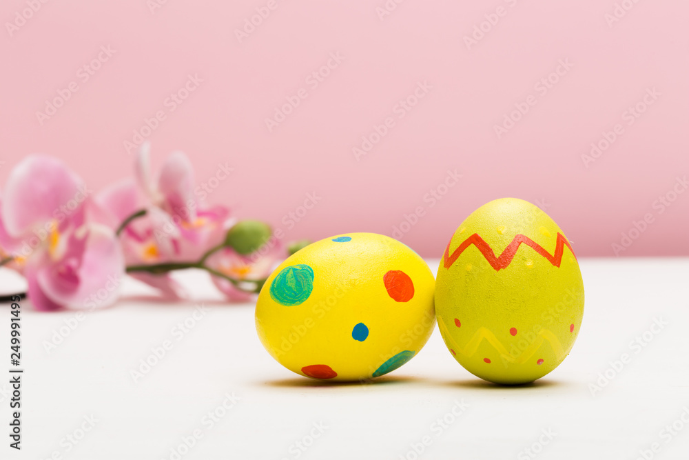 easter eggs on colour background - Image easter eggs on colour background - Image
