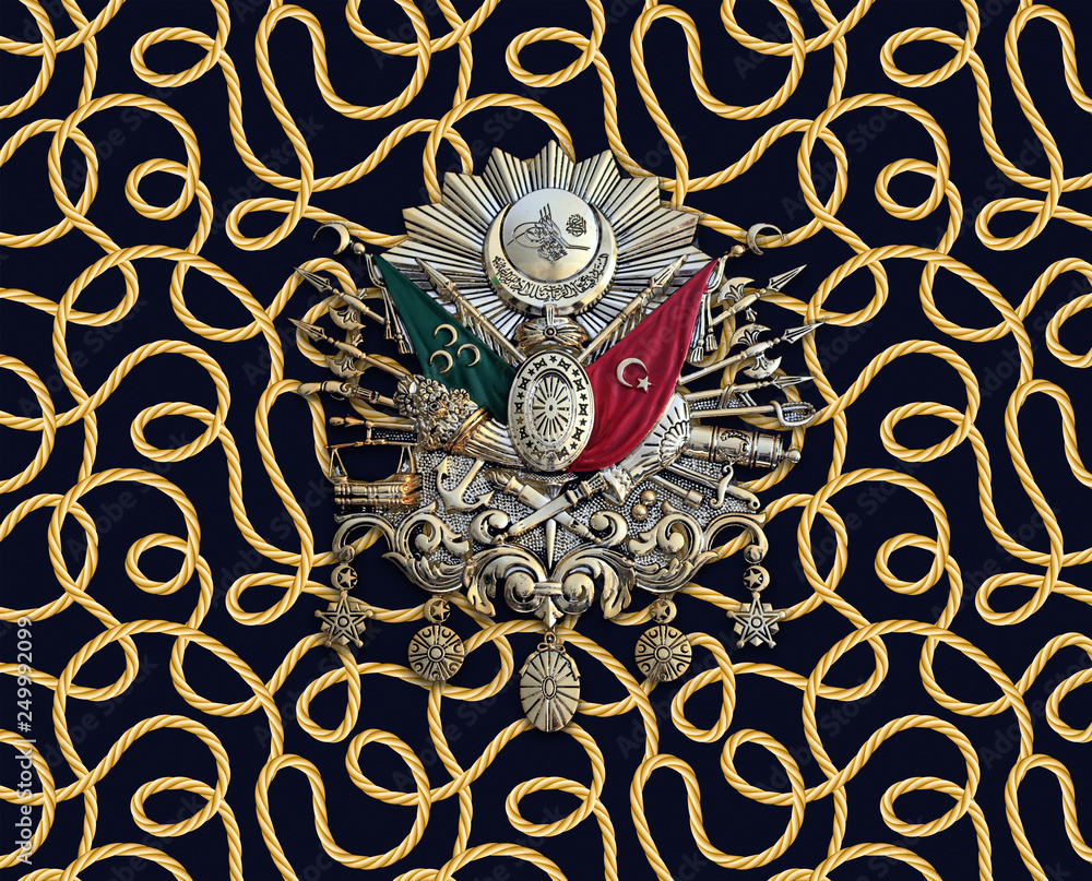 3D Wallpaper design with ottoman empire logo for digital print mural Stock Illustration Adobe