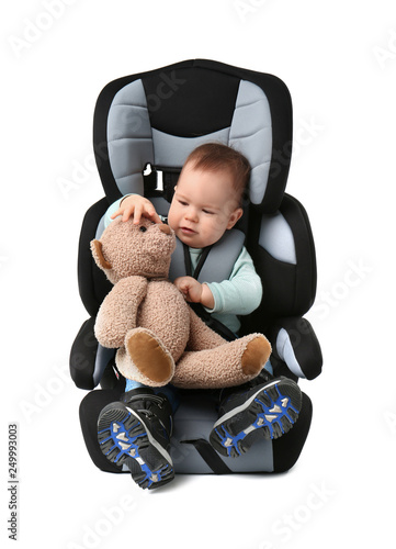 Baby boy buckled in car sea...