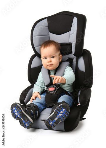 Baby boy buckled in car sea...