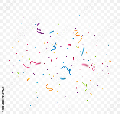 Colorful confetti on transparent  background