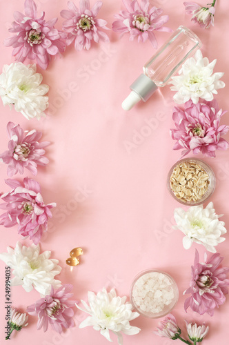 Natural organic cosmetics and flowers