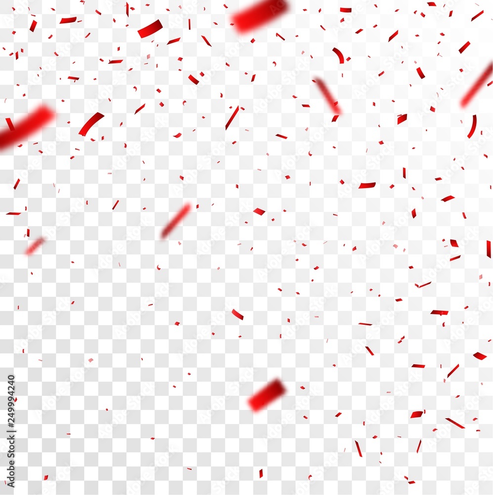 Falling red confetti on transparent background Falling red confetti on transparent background